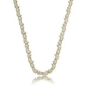 Colar riviera cravejado de zirconia cristal banho em ouro 18k