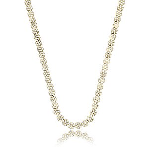 Colar riviera cravejado de zirconia cristal banho em ouro 18k