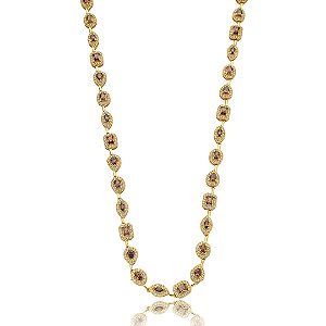Colar riviera cravejado de zirconia granada banho em ouro 18k