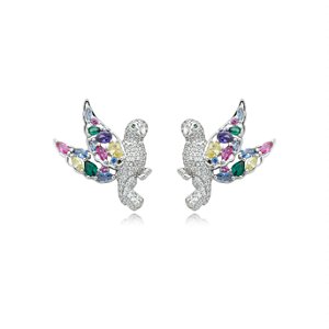 Brinco cravejado de zirconia banho em rodio branco