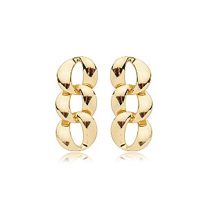 Brinco liso banho em ouro 18k