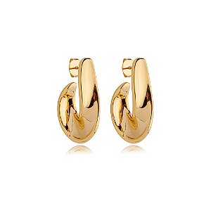 Brinco de argola liso banho em ouro 18k
