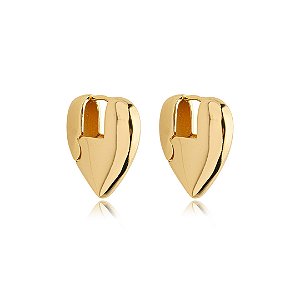 Brinco de argola liso banho em ouro 18k