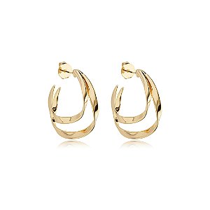 Brinco de argola liso banho em ouro 18k