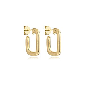 Brinco de argola liso banho em ouro 18k
