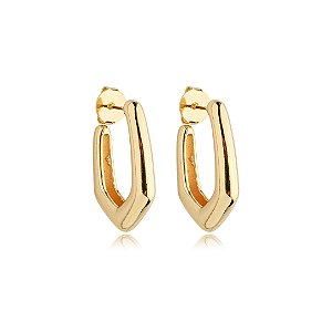 Brinco de argola liso banho em ouro 18k
