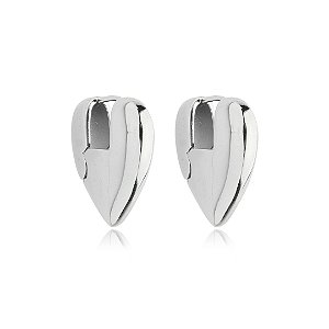 Brinco de argola liso banho em rodio branco