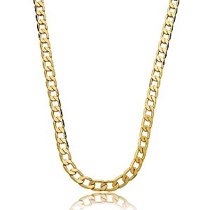 Colar de corrente liso banho em ouro 18k