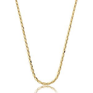 Colar de corrente liso banho em ouro 18k