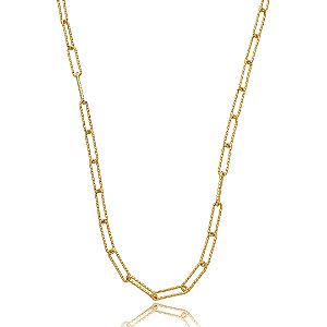 Colar de corrente liso banho em ouro 18k