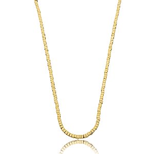 Colar de canutilho liso banho em ouro 18k