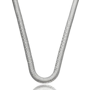 Colar de malha liso banho em rodio branco