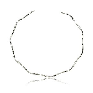 Colar de aro liso banho em rodio branco