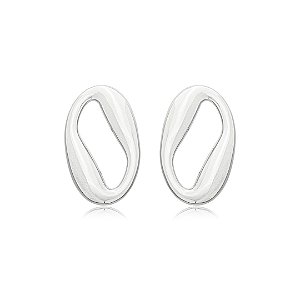 Brinco liso banho em rodio branco