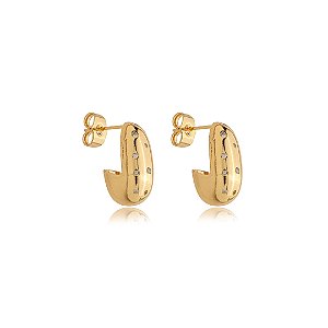 Brinco cravejado de zirconia cristal banho em ouro 18k