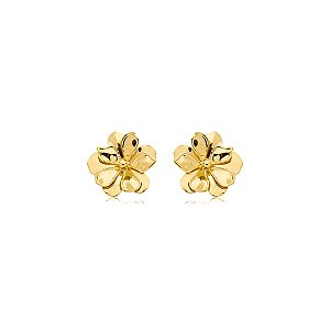 Brinco dourado liso banho em ouro 18K