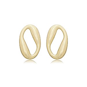 Brinco dourado liso banho em ouro 18K