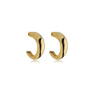 Brinco de argola dourado liso banho em ouro 18K