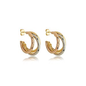 Brinco de argola liso banho triplo