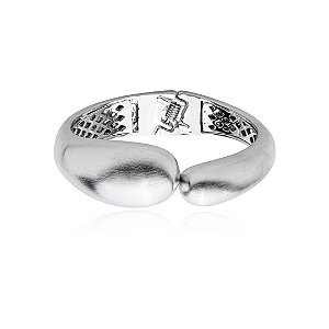 Bracelete liso acetinado banho em rodio branco
