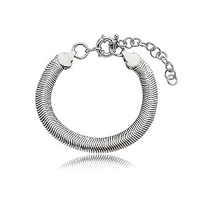 Pulseira lisa banho em rodio branco