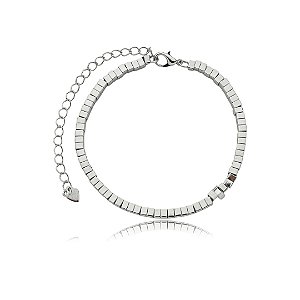 Pulseira lisa de canutilho banho em rodio branco