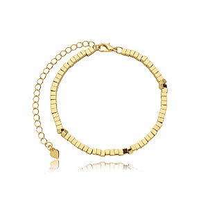 Pulseira de canutilho dourada lisa banho em ouro 18k