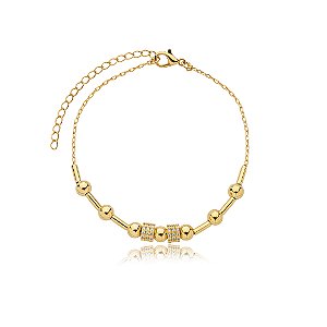 Pulseira de canutilho dourada lisa banho em ouro 18k