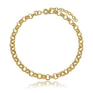Colar de corrente liso banho em ouro 18k