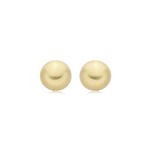 Brinco liso acetinado banho em ouro 18K