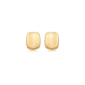Brinco liso acetinado banho em ouro 18K