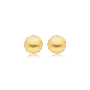 Brinco liso acetinado banho em ouro 18K