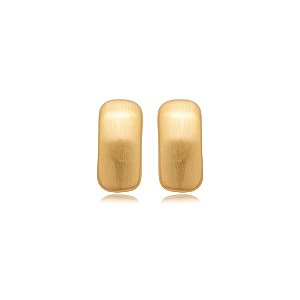 Brinco liso acetinado banho em ouro 18K