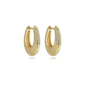 Brinco de argola acetinado banho em ouro 18K