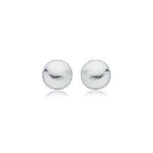 Brinco liso acetinado banho em rodio branco