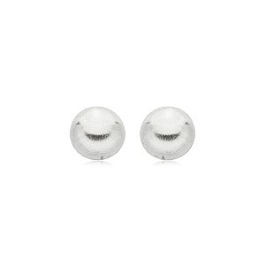 Brinco liso acetinado banho em rodio branco