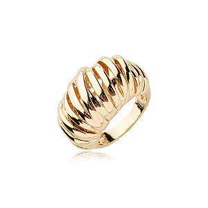 Anel dourado liso banho em ouro 18k