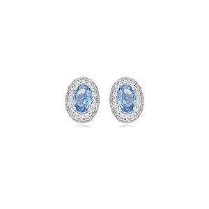 Brinco de base cravejado de zirconia topazio banho em rodio branco