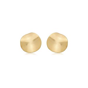 Brinco dourado liso acetinado banho em ouro 18k