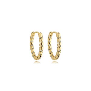 Brinco de argola cravejado de zirconia cristal banho em ouro 18k