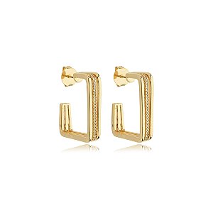 Brinco de argola cravejado de zirconia cristal banho em ouro 18k