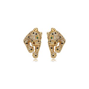 Brinco cravejado de zirconia cristal banho em ouro 18k