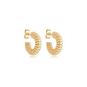 Brinco de argola dourado liso banho em ouro 18k