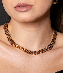Conjunto de brinco e colar de coração liso banho em ouro 18k