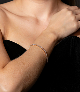 Pulseira cravejada de zirconia cristal banho em ouro 18k