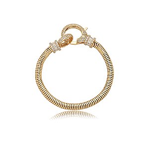 Pulseira cravejada de zirconia cristal banho em ouro 18k