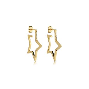 Brinco de argola com zirconia cristal banho em ouro 18k