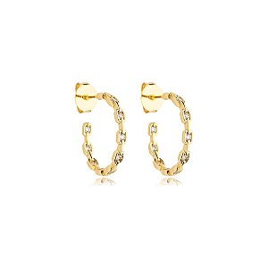 Brinco de argola com zirconia cristal banho em ouro 18k