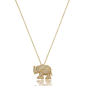 Colar com pingente cravejado de zirconia cristal banho em ouro 18k