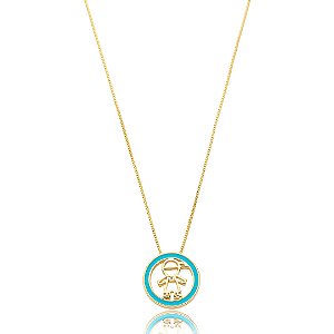 Colar madreperola esmaltado banho em ouro 18k